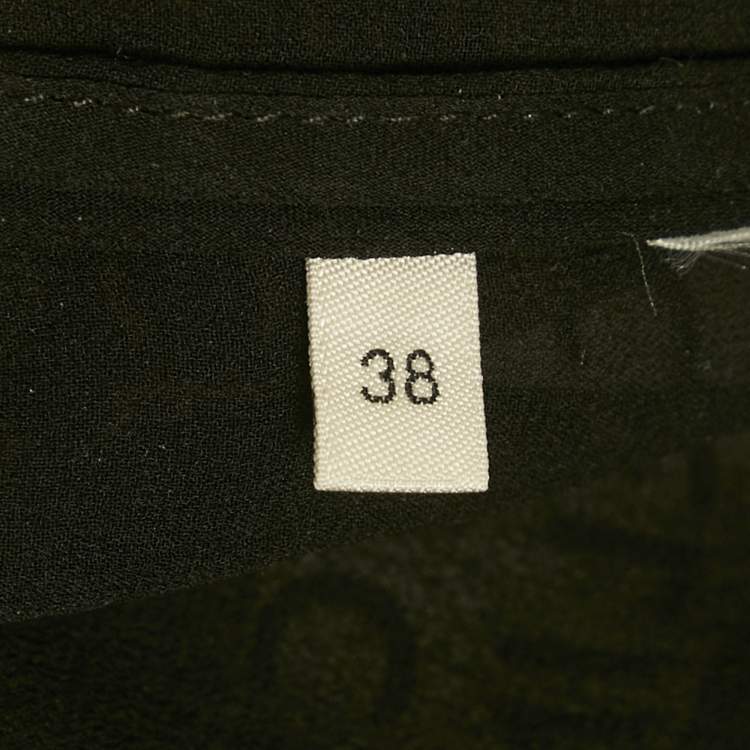 Pre Owned Celine Black Camouflage Logo Print Georgette Midi Shirt Dress M
