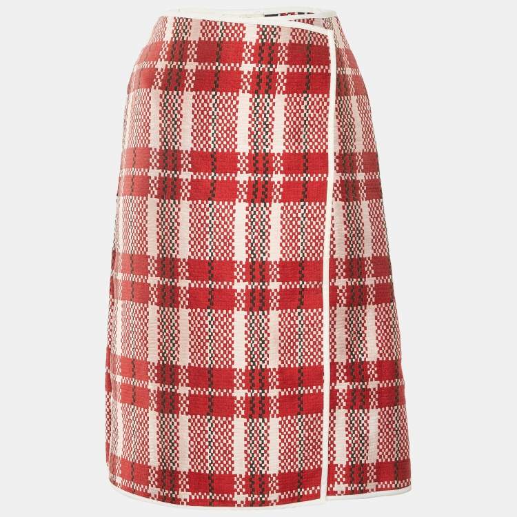 Pre Owned Celine Multicolor Patterned Synthetic Overlap Midi Skirt M