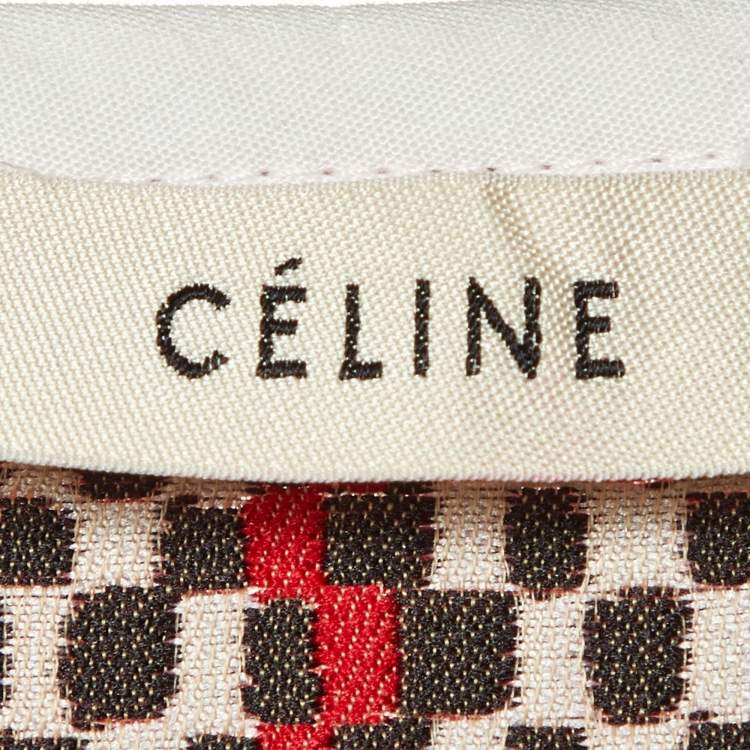 Pre Owned Celine Multicolor Patterned Synthetic Overlap Midi Skirt M