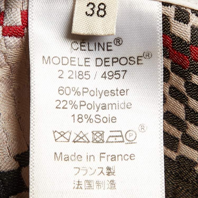 Pre Owned Celine Multicolor Patterned Synthetic Overlap Midi Skirt M