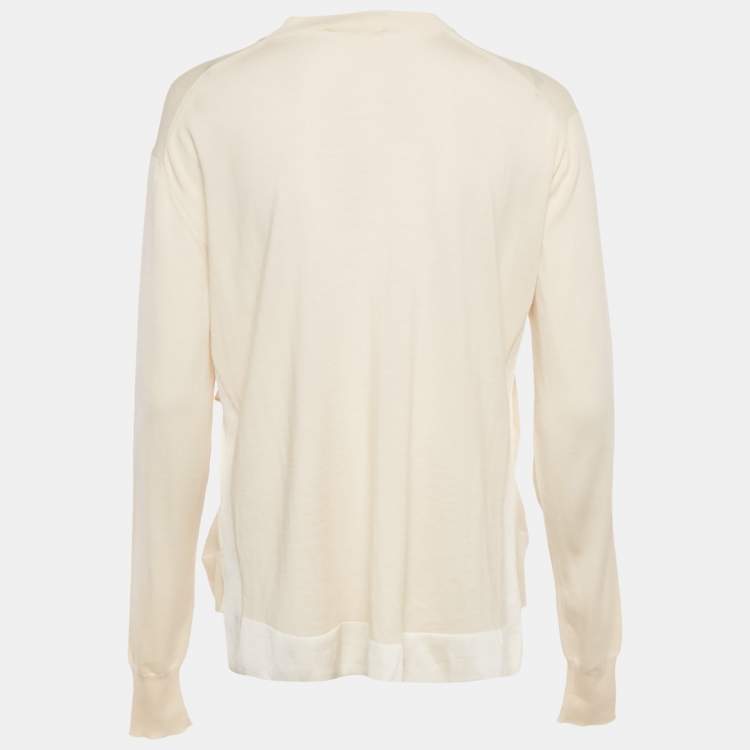 Pre Owned Celine Cream Wool Blend Full Sleeves Sweater S