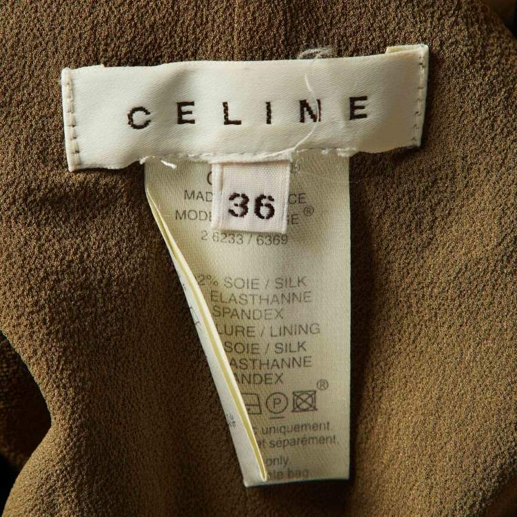 مملوكة مسبقًا Celine Olive Green Embellished Silk Chiffon Strapless Maxi Dress S