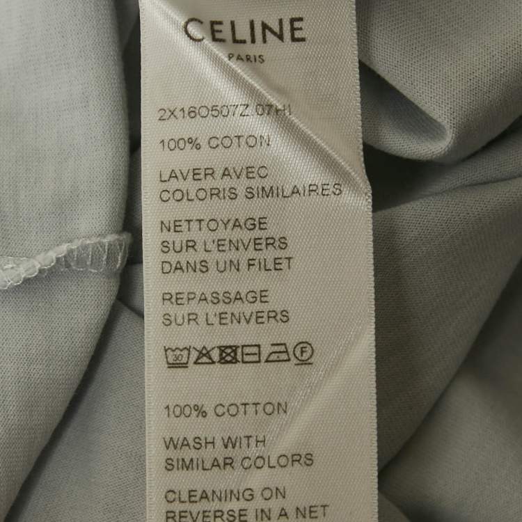 Pre Owned Celine Blue Triomphe Applique Jersey T-Shirt XS