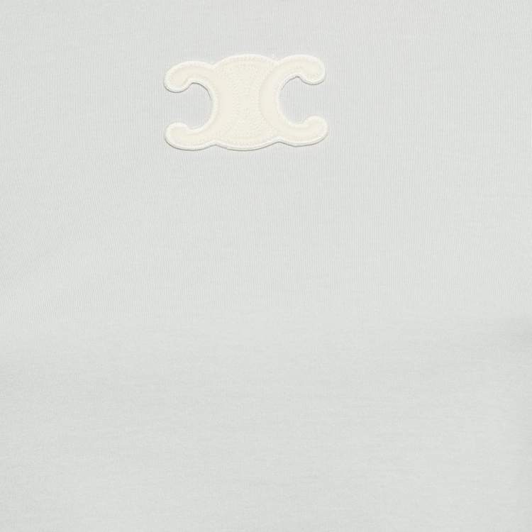 Pre Owned Celine Blue Triomphe Applique Jersey T-Shirt XS