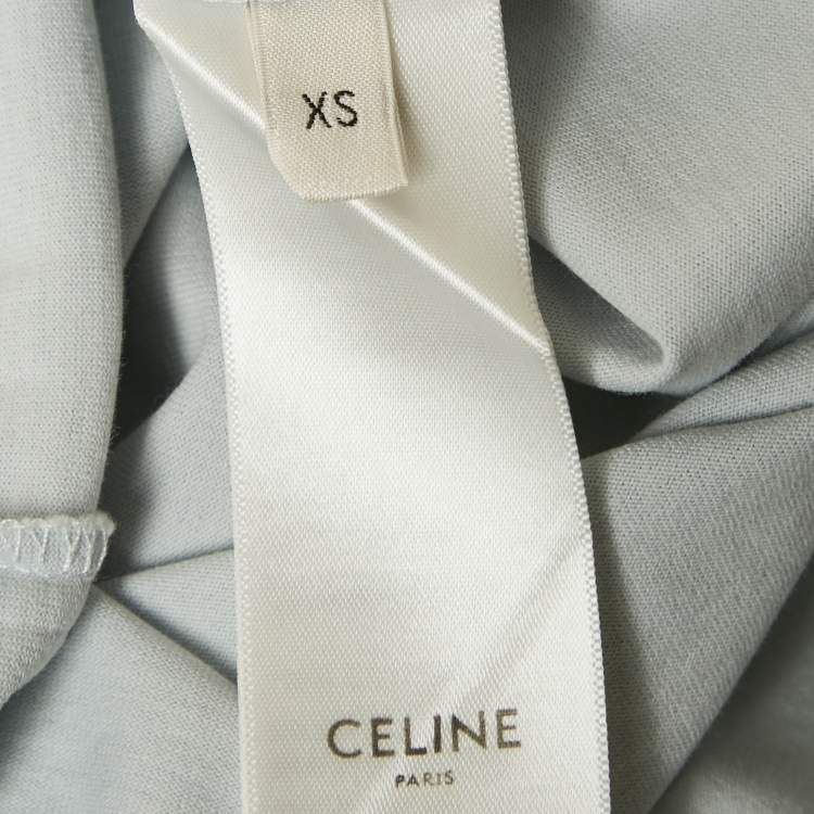 Pre Owned Celine Blue Triomphe Applique Jersey T-Shirt XS