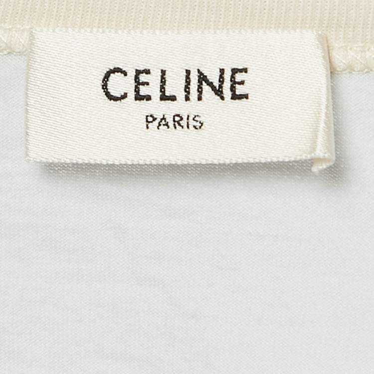 Pre Owned Celine Blue Triomphe Applique Jersey T-Shirt XS