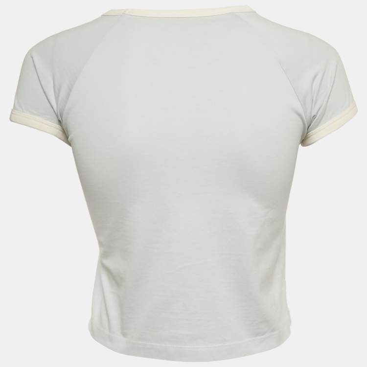 Pre Owned Celine Blue Triomphe Applique Jersey T-Shirt XS