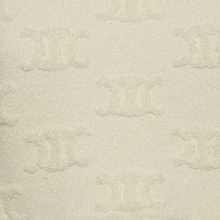 Pre Owned Celine Cream Triomphe Terry Cotton Cropped Jumper M