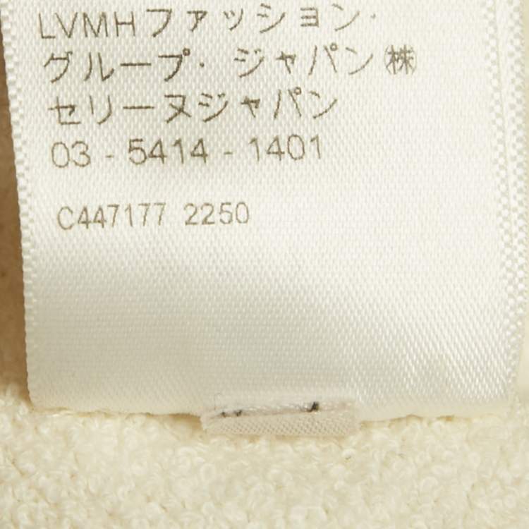 Pre Owned Celine Cream Triomphe Terry Cotton Cropped Jumper M