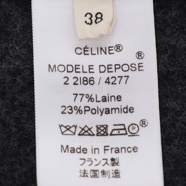 Pre Owned Celine Grey Wool Blend Wrap Midi Skirt M