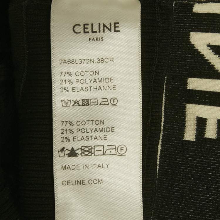 Pre Owned Celine Black Cotton Knit Logo Band Detail Athlete Tank Top S