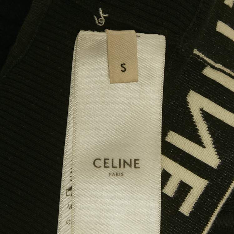 Pre Owned Celine Black Cotton Knit Logo Band Detail Athlete Tank Top S