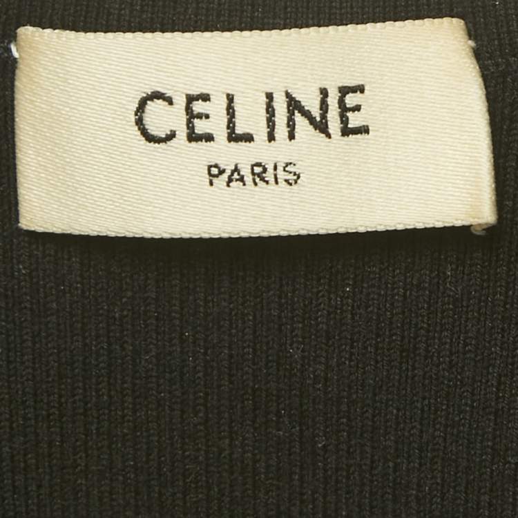 Pre Owned Celine Black Cotton Knit Logo Band Detail Athlete Tank Top S