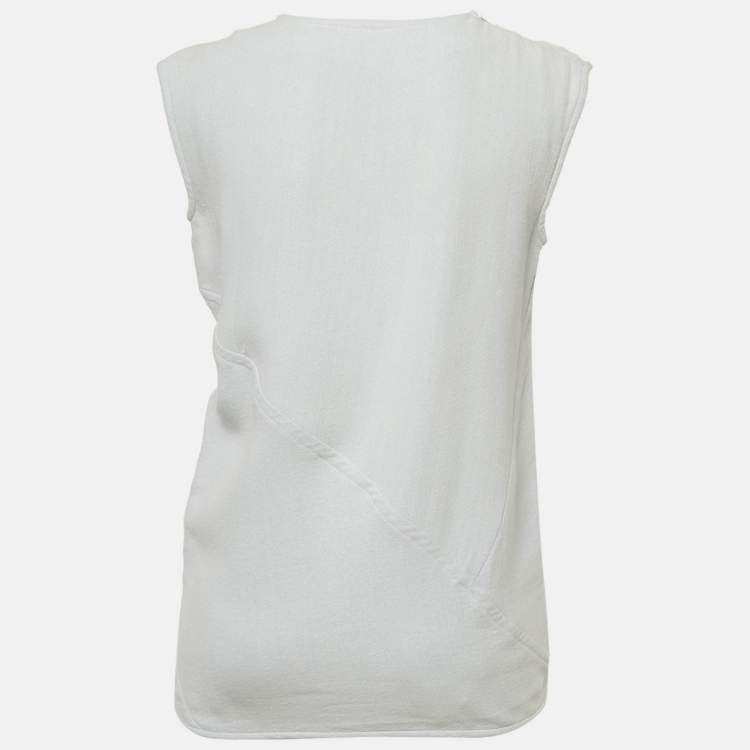 Pre Owned Celine Light Blue Cotton Raime Blend Sleeveless Top S