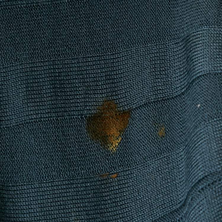 Pre Owned Celine Blue Wool Rib Knit Full Sleeve Top S