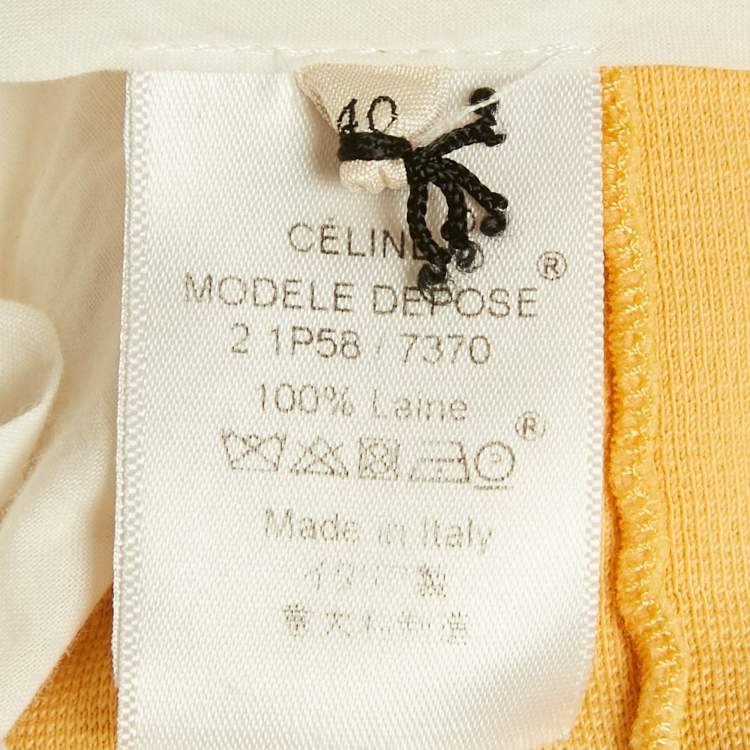 Pre Owned Celine Yellow Wool Knit Wide Leg Trousers M