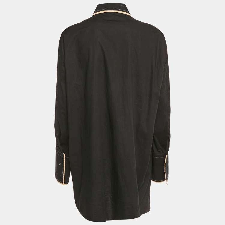 Pre Owned Celine Black Cotton Button Front Oversized Shirt S