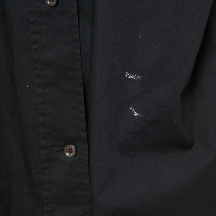 Pre Owned Celine Black Cotton Button Front Oversized Shirt S