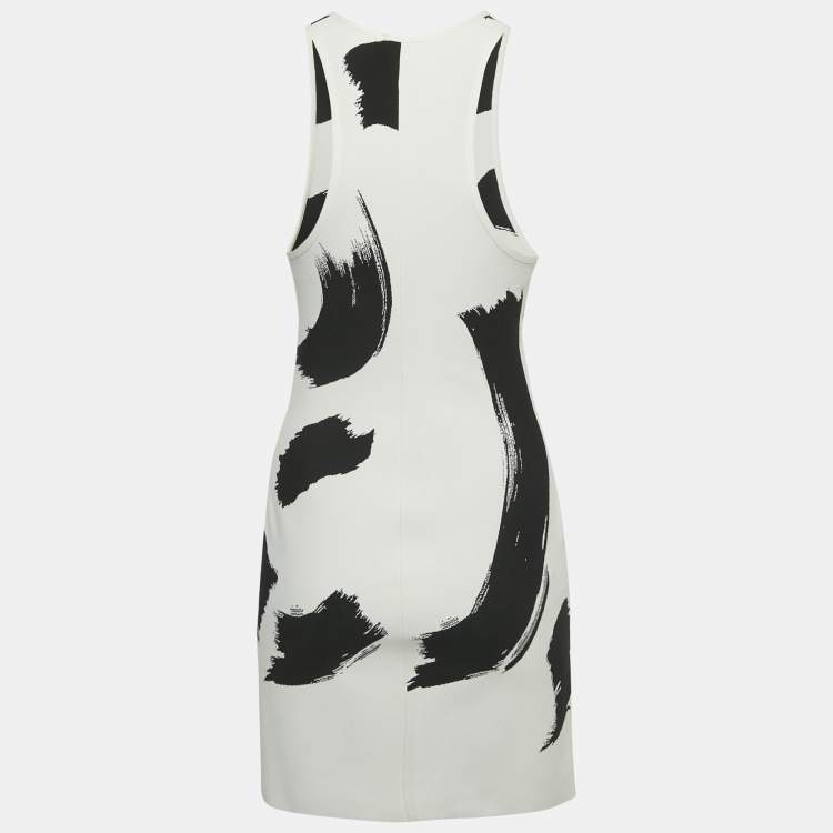 مملوكة مسبقًا Celine White/Black Jacquard Stretch Knit Mini Dress S