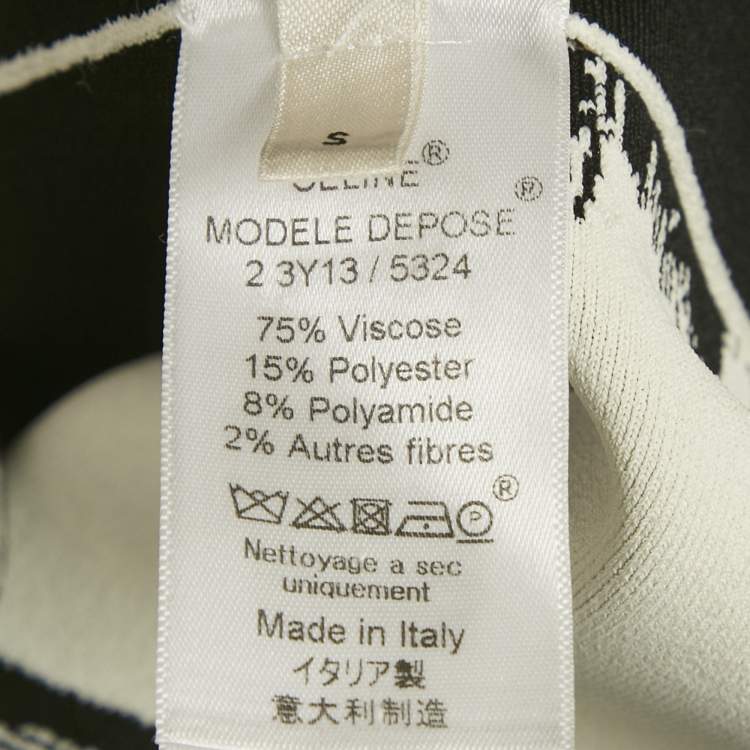 مملوكة مسبقًا Celine White/Black Jacquard Stretch Knit Mini Dress S