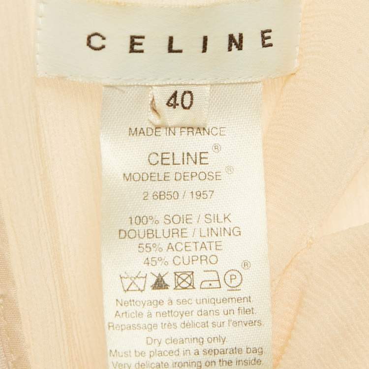 Pre Owned Celine Beige Silk Gathered Mini Dress M