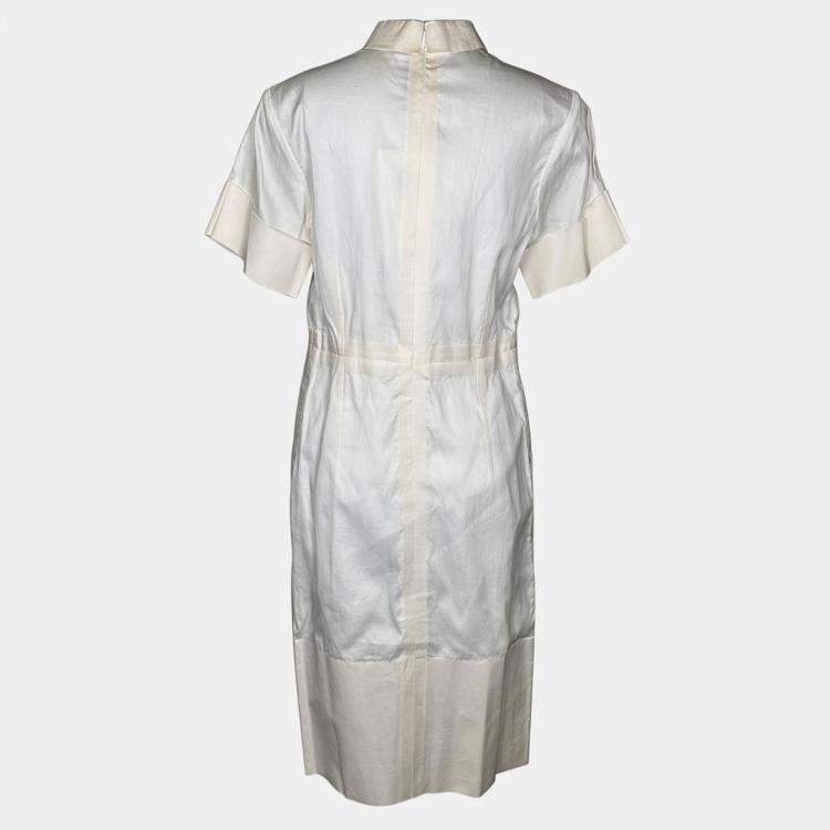 Pre Owned Celine White Cotton Cargo Shirt Dress S