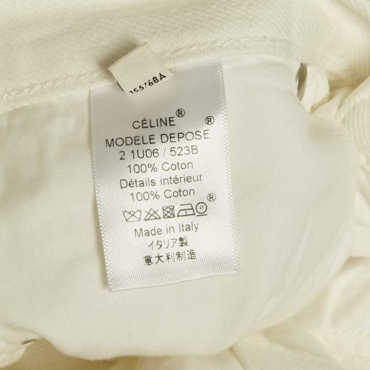 Pre Owned Celine White Denim Raw Edge Hem Jeans S Waist 25"