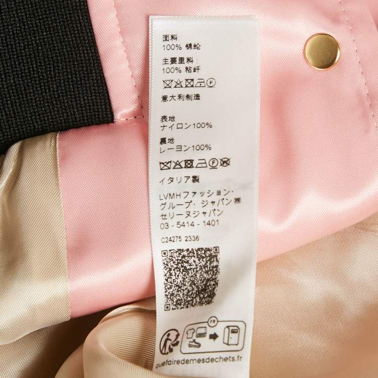 Pre Owned Celine Pink Sateen Contrast Trim Detail Bomber Jacket S