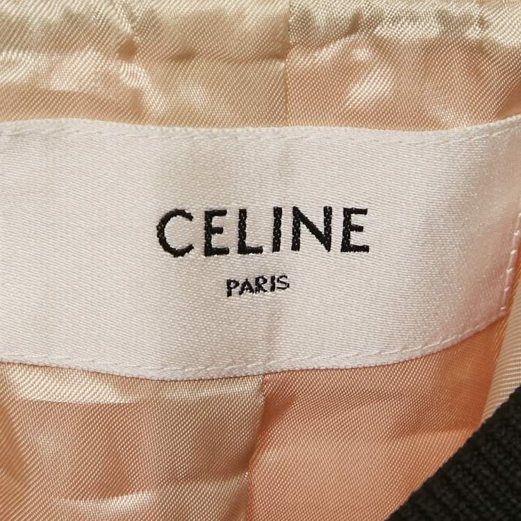 Pre Owned Celine Pink Sateen Contrast Trim Detail Bomber Jacket S