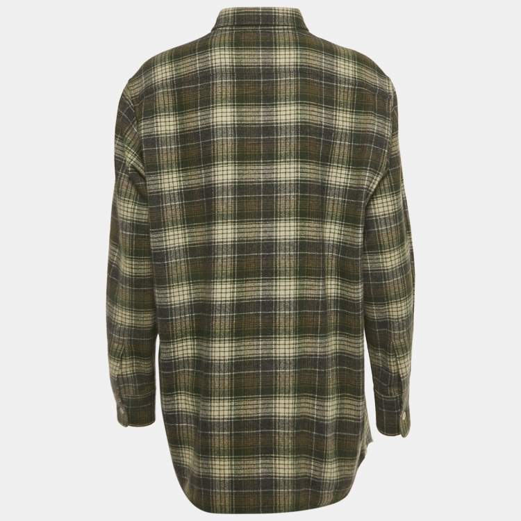 Pre Owned Celine Green Trapper Wool Oversized Shirt M