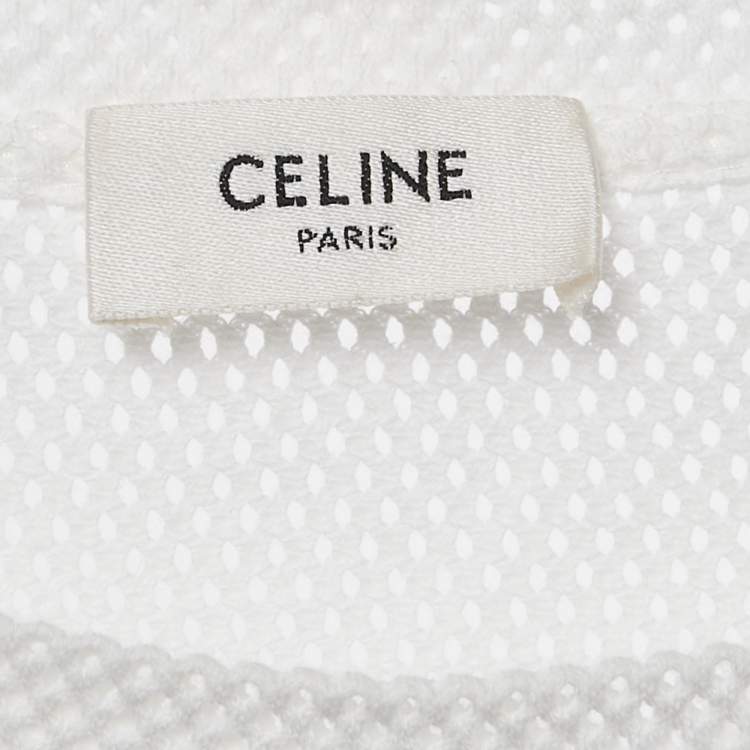 Pre Owned Celine White16 Print Mesh T-Shirt M