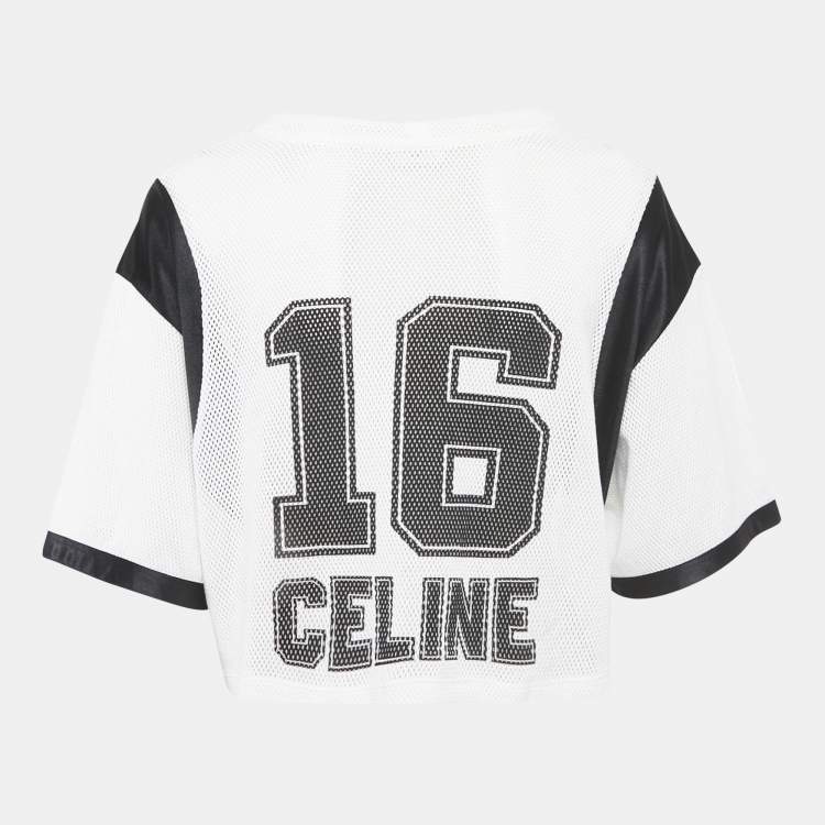 Pre Owned Celine White16 Print Mesh T-Shirt M