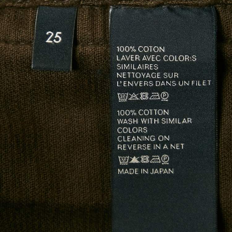 Pre Owned Celine Green Triomphe Detail Corduroy Jeans S/Waist 25"