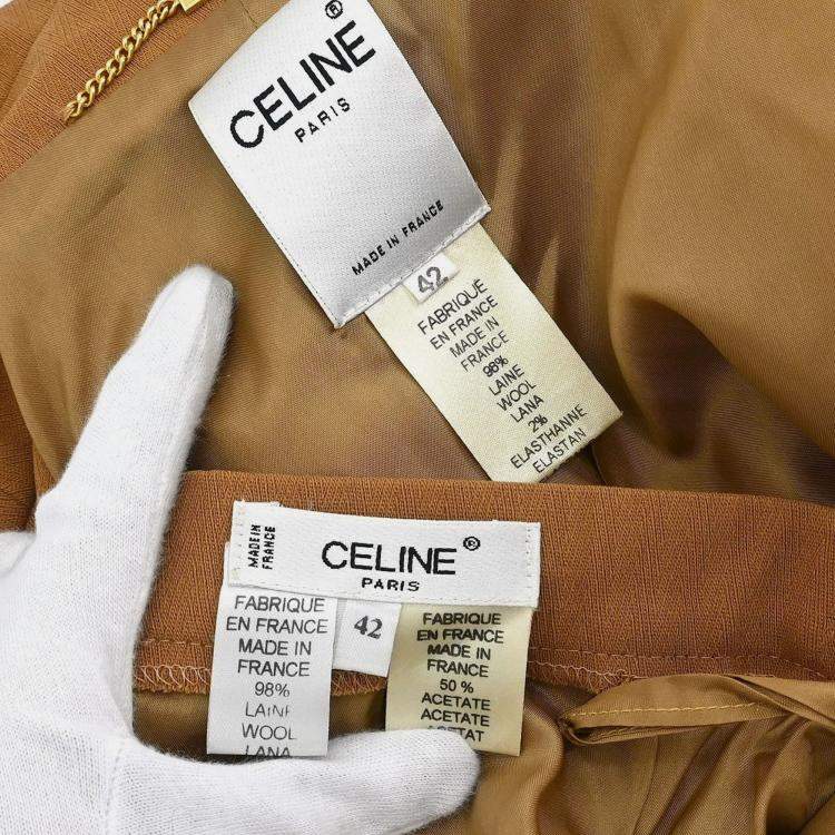 Pre Owned Celine Brown Setup Suit Jacket Skirt L