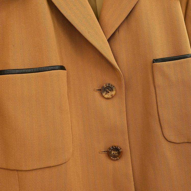 Pre Owned Celine Brown Setup Suit Jacket Skirt L