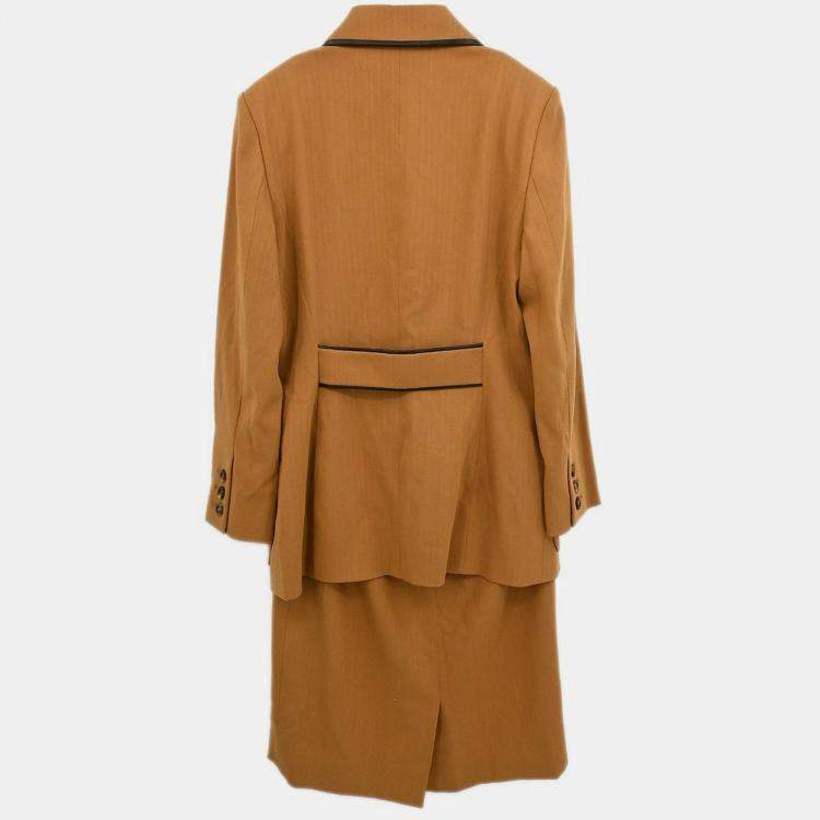 Pre Owned Celine Brown Setup Suit Jacket Skirt L