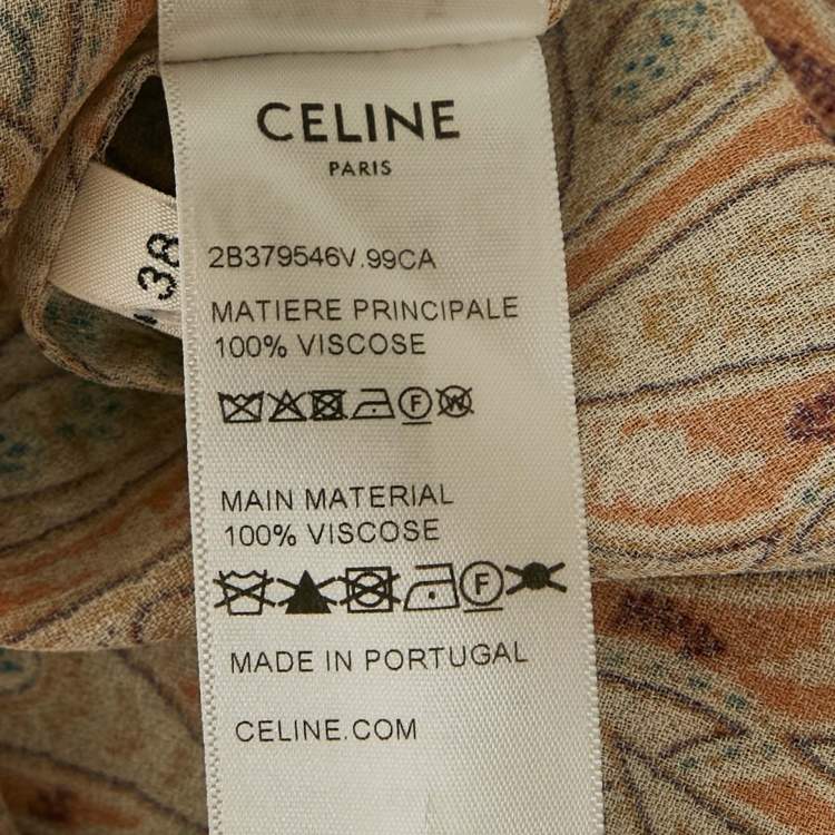 Pre Owned Celine Pink Paisley Print Crepe Skirt and Top Set M