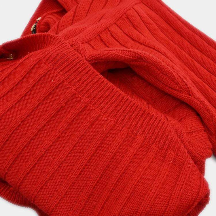 Pre Owned Celine Red Wood Cardigan S