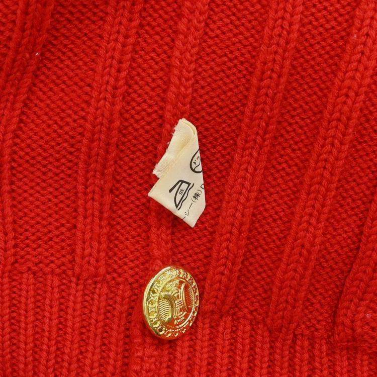 Pre Owned Celine Red Wood Cardigan S