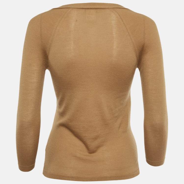 Pre Owned سترة سيلين كشمير بني برقبة حرف V مقاس صغير - سمول