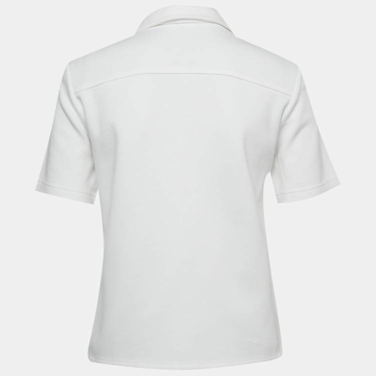 Pre Owned Celine White Cotton Button Front Short Sleeve Shirt S