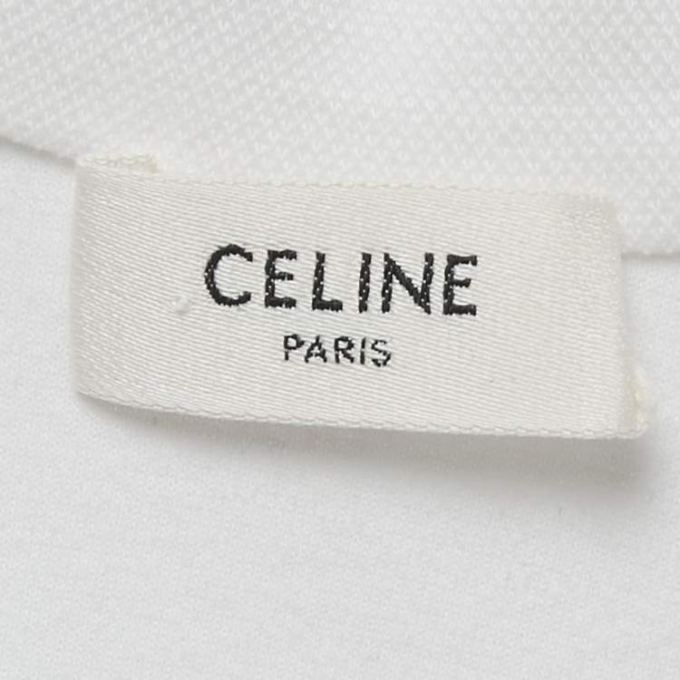 Pre Owned Celine White Cotton Button Front Short Sleeve Shirt S