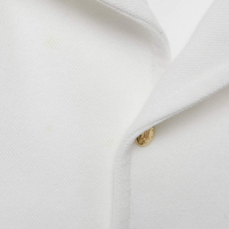 Pre Owned Celine White Cotton Button Front Short Sleeve Shirt S