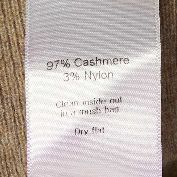 مملوكة مسبقًا Celine Tan Brown Logo Embroidered Cashmere Cardigan S