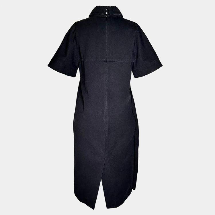 Pre Owned Celine Black Denim White Button Dress S