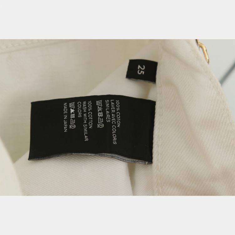 Pre Owned Celine White Cotton Triomphe Straight Jeans XS