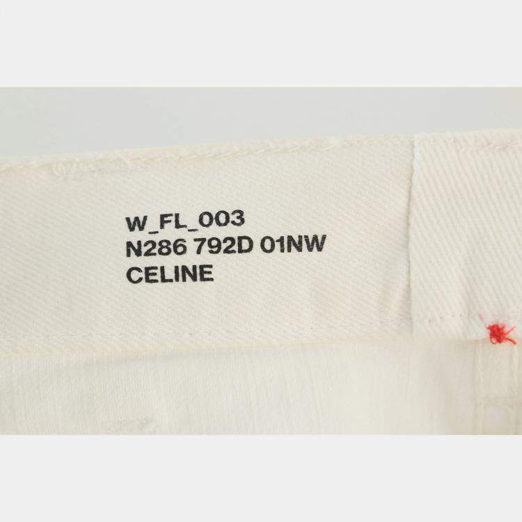 Pre Owned Celine White Cotton Triomphe Straight Jeans XS
