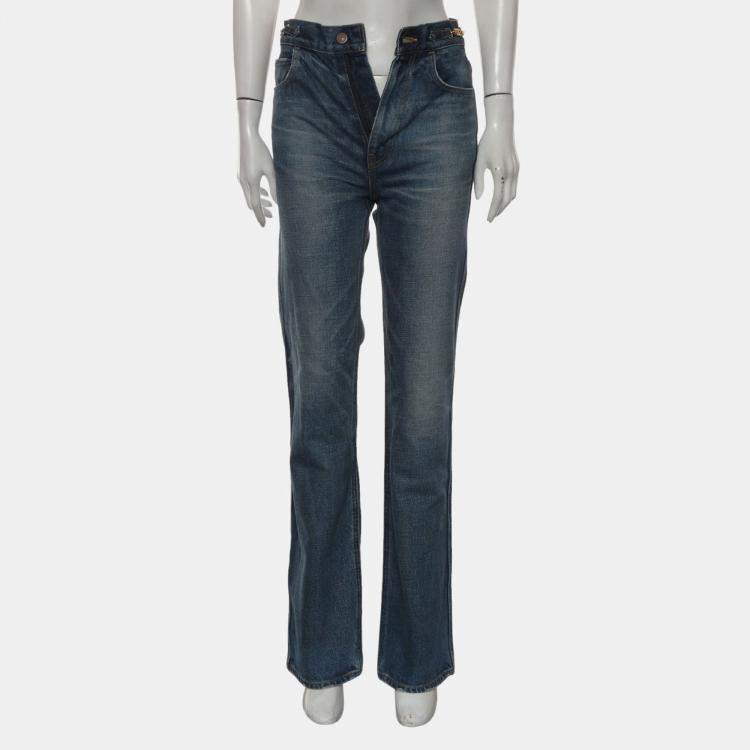 Pre Owned Celine Blue Triomphe Straight Jeans XS