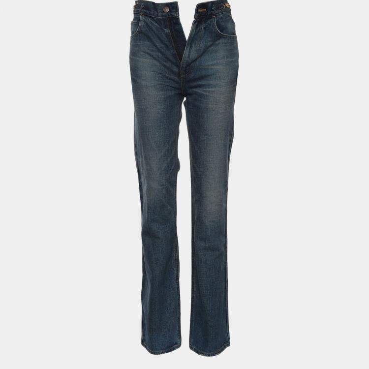 Pre Owned Celine Blue Triomphe Straight Jeans XS