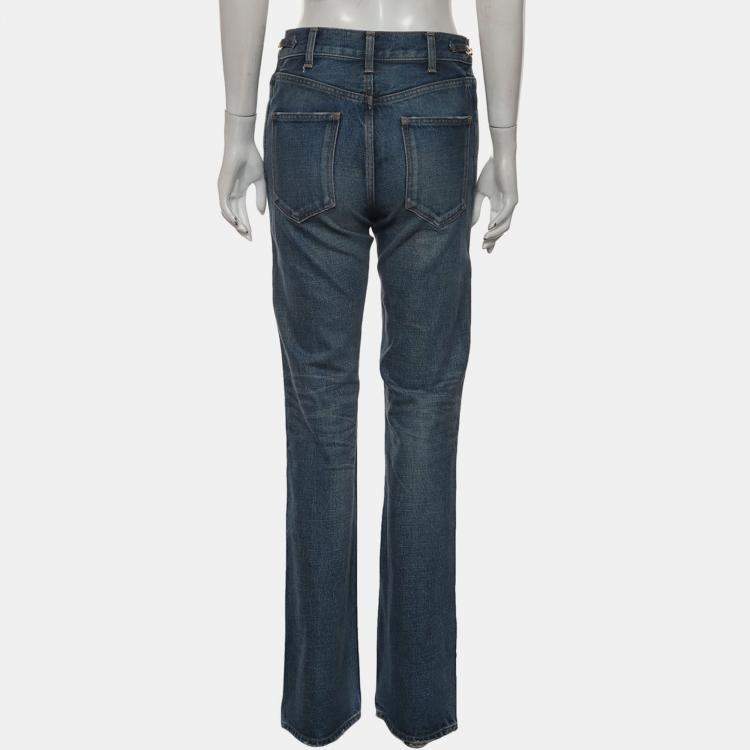 Pre Owned Celine Blue Triomphe Straight Jeans XS